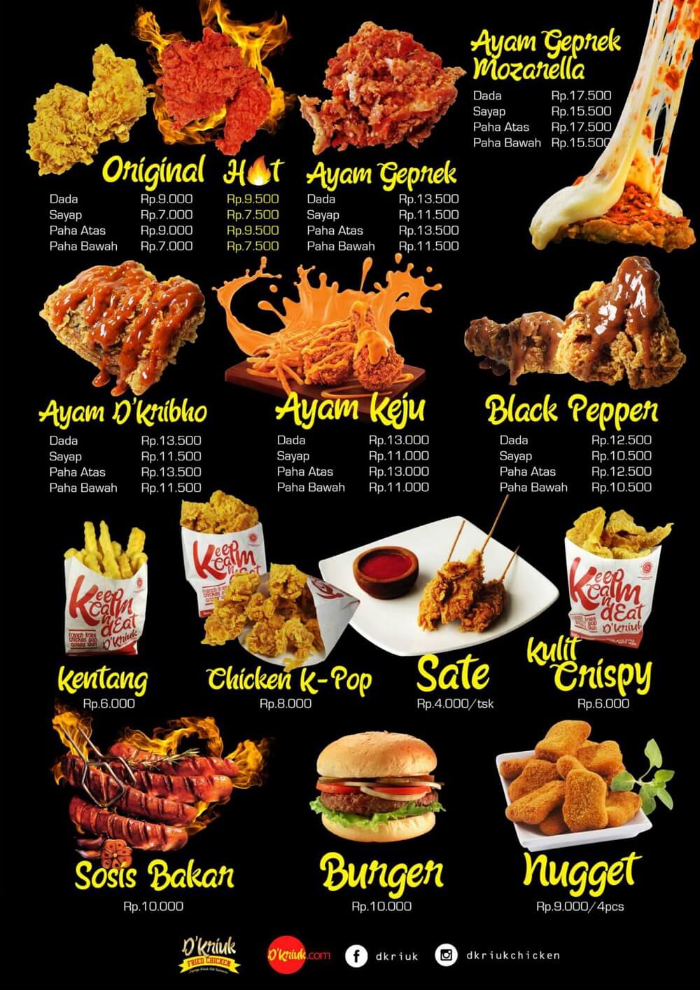 menu dkriuk franchise fried chicken aneka rasa