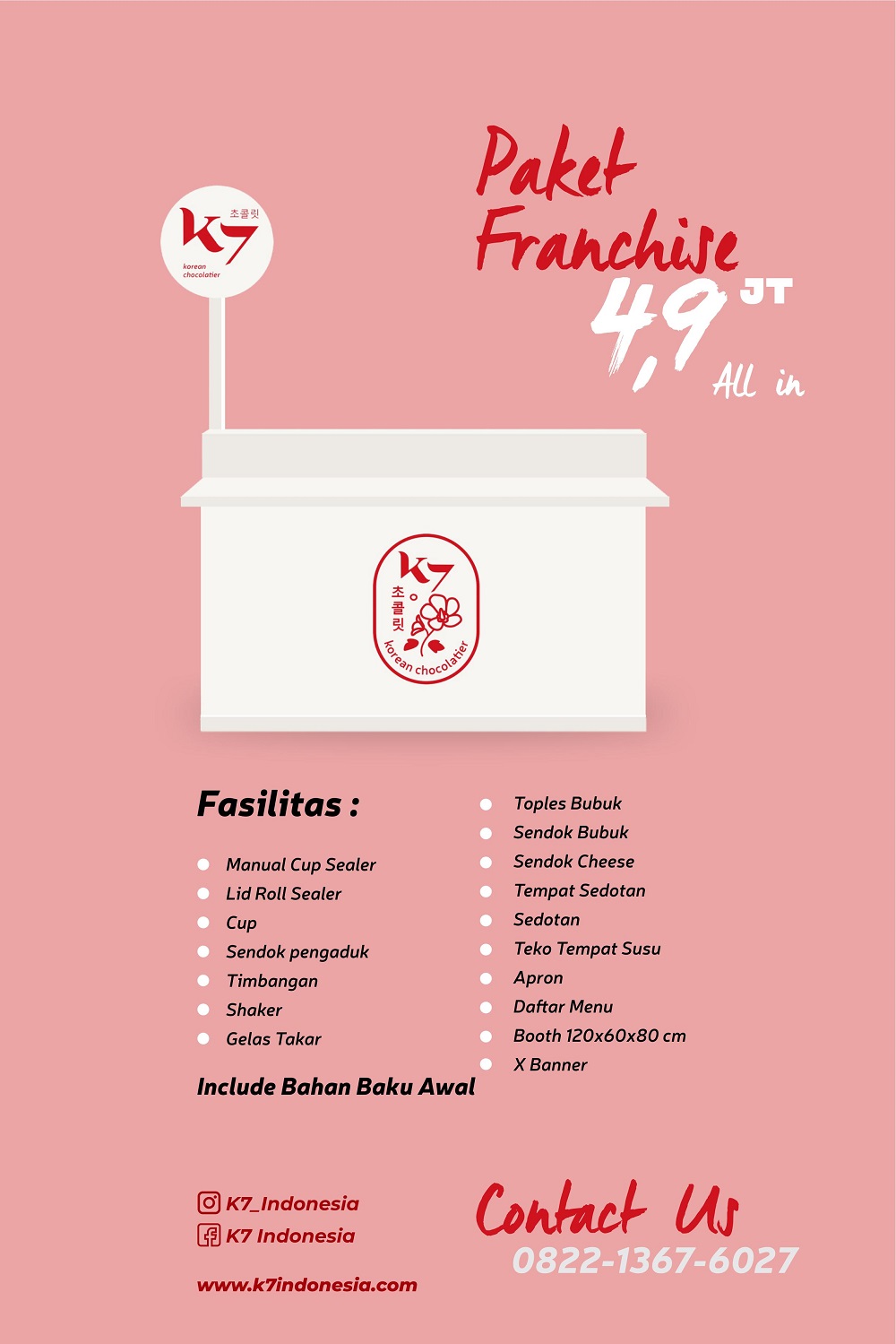 fasilitas dan perlengkapan usaha minuman k7